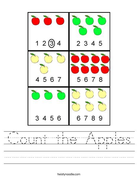 Count The Apples Worksheet Twisty Noodle