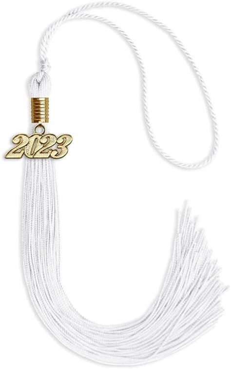 Endea Graduation Single Color Tassel With Gold Date Drop White 2023
