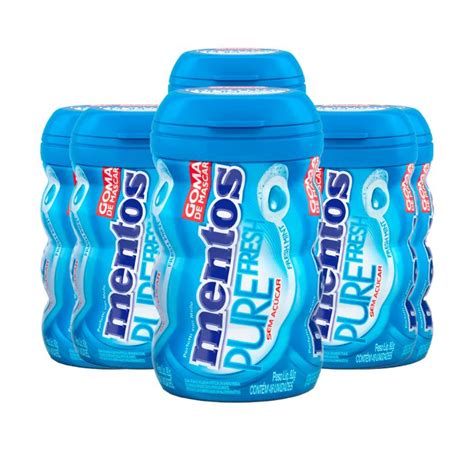 Mentos Potão Pure Fresh Mint Zero Açúcar contendo 6 frascos de 92g cada