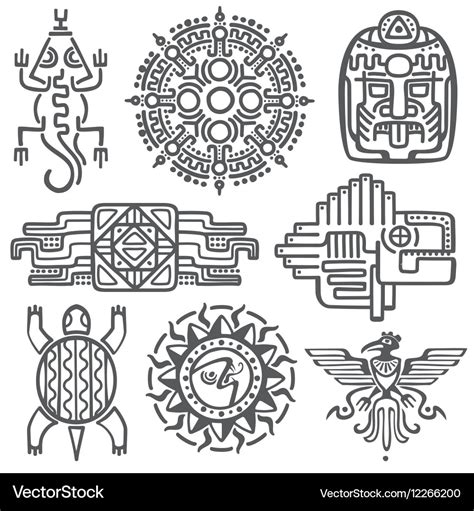 Ancient Mexican Mythology Symbols American Vector Image