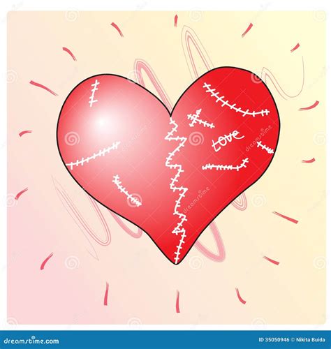 Heart broken and wounded stock vector. Illustration of love - 35050946