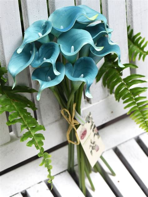 Fiveseasonstuff Stems Real Touch Milky Blue Calla Lilies Etsy