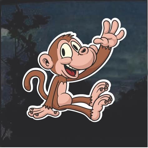 Monkey Waving Decal Sticker Custom Made In The Usa Fast Shipping