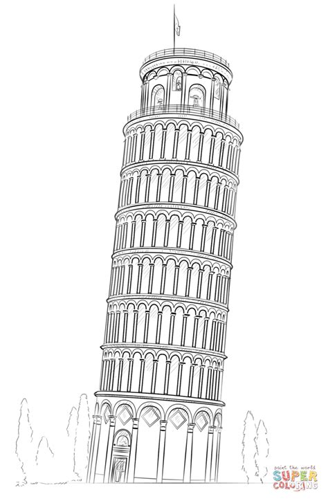 Dibujo De Torre Inclinada De Pisa Para Colorear Dibujos Para Colorear