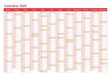 Calendrier 2020 Semaine Imprimable Pdf Word Excel The Imprimer