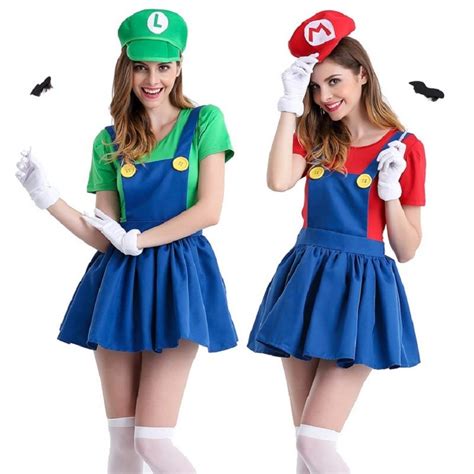 Halloween Super Mario Costume Women Luigi Costume Clothing Sexy Plumber Party Fancy Dress Girl