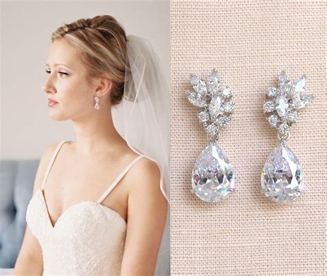 Crystal Bridal Earrings Wedding Jewelry Crystal Wedding Etsy