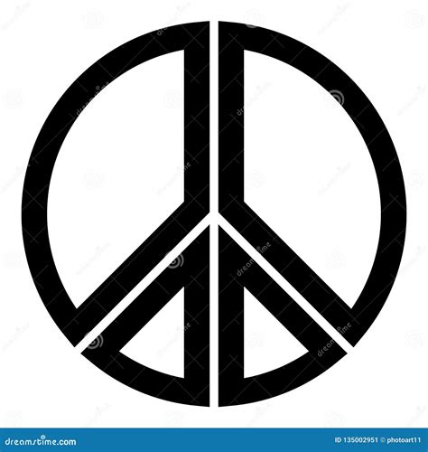 Peace Symbol Icon Black Simple Segmented Outlined Shapes Isolated