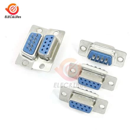 10pcs Rs232 Db9 Serial Vga 9 Pin Male Female Connectors 2 Rows Solder Type Plug D Sub Male