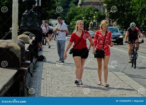 Two Girls In The City Editorial Image Image Of Legs 153046290