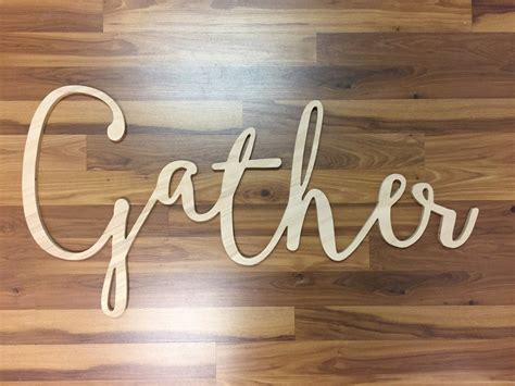 Gather Uppercase Word Wood Cut Wall Art Sign Decor