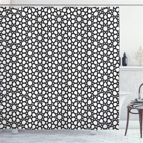 Moroccan Shower Curtain Moorish Star Pattern With Intertwined Lines