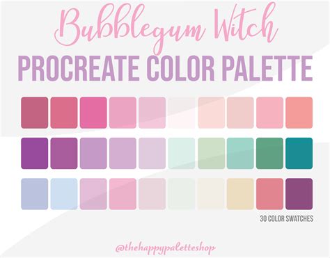 Bubblegum Witch Aesthetic Procreate Color Palette Instant Download Etsy