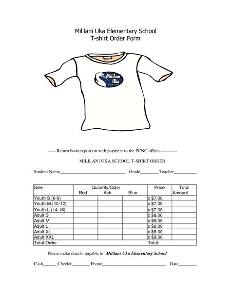 Clothing Order Form Template ~ Addictionary