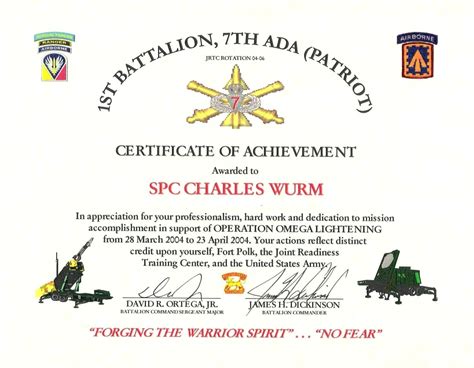 The Outstanding Certificate Of Appreciation Template Us Army