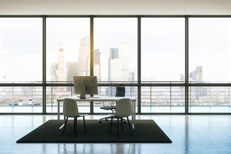 Penthouse Office With Wooden Floor Stock Illustration Illustration Of