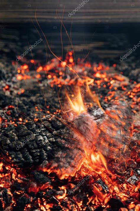 Close Shot Log Burning Bonfire — Stock Photo © Antonmatyukha 178500832