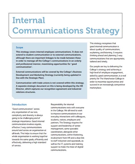 Internal Communications Strategy Template