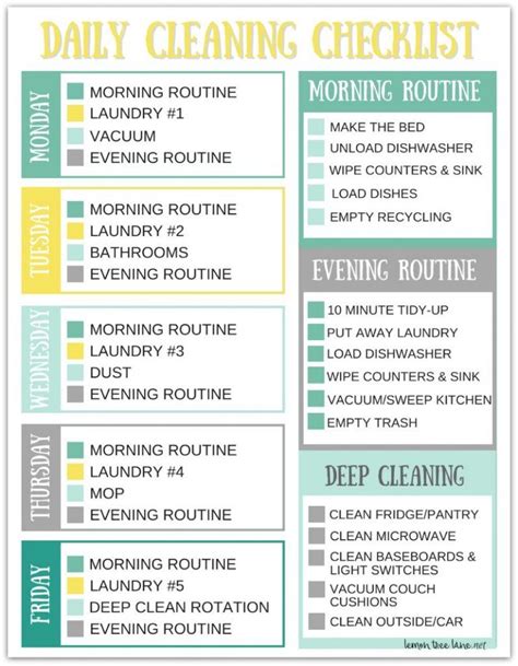 Printable Daily Cleaning Schedule For Busy Moms Melissa Fitzhugh