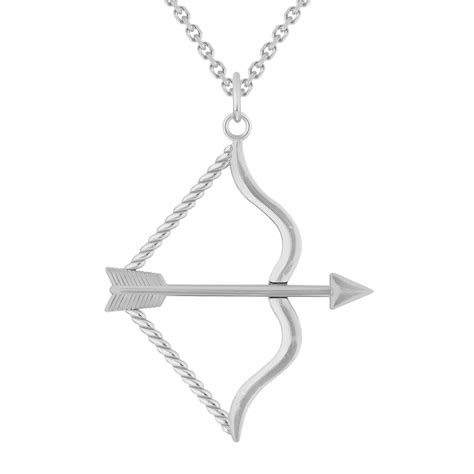 Bow And Arrow Archery Pendant Necklace 925 Sterling Silver Bow And Arrow Archery Necklace Jewelry