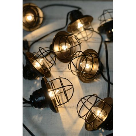 Nautical Cage String Lights Black 10ct