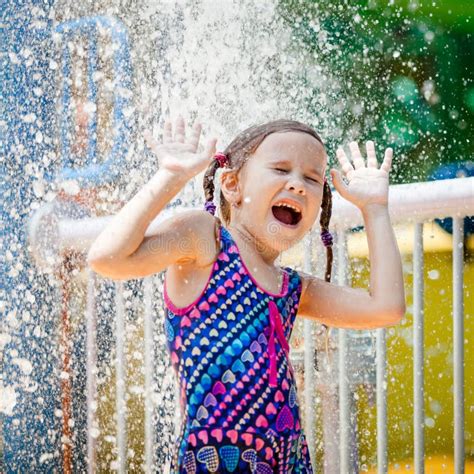 Little Girl In The Swimming Pool Stock Photo Image Of Hose Happy