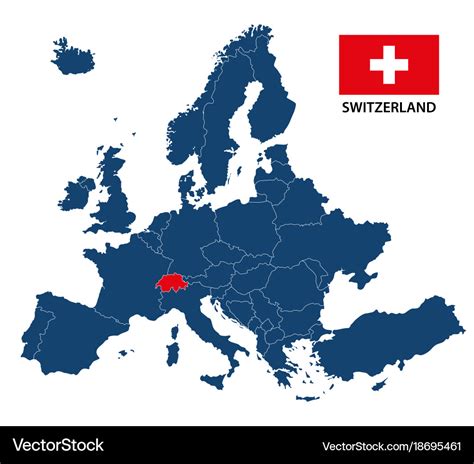 Map Of Europe With Highlighted Switzerland Vector Image