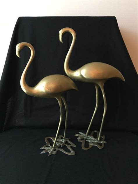 Large Vintage Brass Flamingos Mid Century Brass Flamingo Vintage
