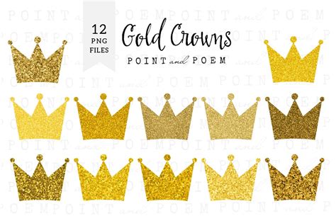 Gold Glitter Crown Clipart Illustrations Creative Market