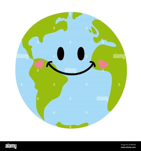 Cute Smiling Planet Earth Isolated On White Background Stock Photo Alamy