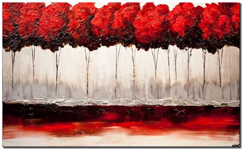 Painting For Sale Red Blooming Trees Painting Red Blossom Textured