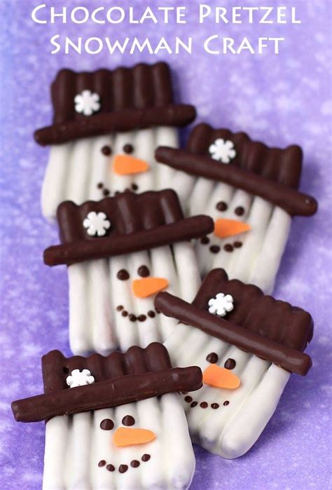 Chocolate Pretzel Snowman Craft Christmas Snacks Christmas Party