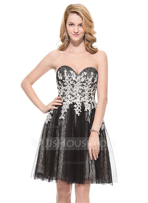 A Lineprincess Sweetheart Knee Length Tulle Lace Prom Dress With