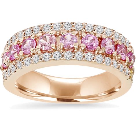 1 1 2ct Pink Sapphire And Diamond Wedding Ring 14k Rose Gold Ebay
