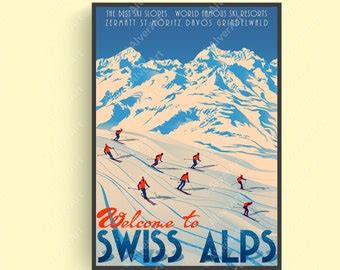 Switzerland Vintage Poster Etsy