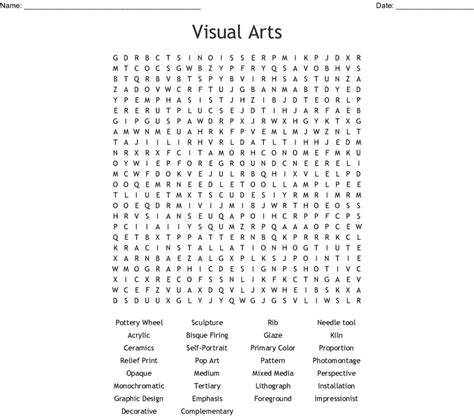 Visual Arts Word Search Wordmint Word Search Printable