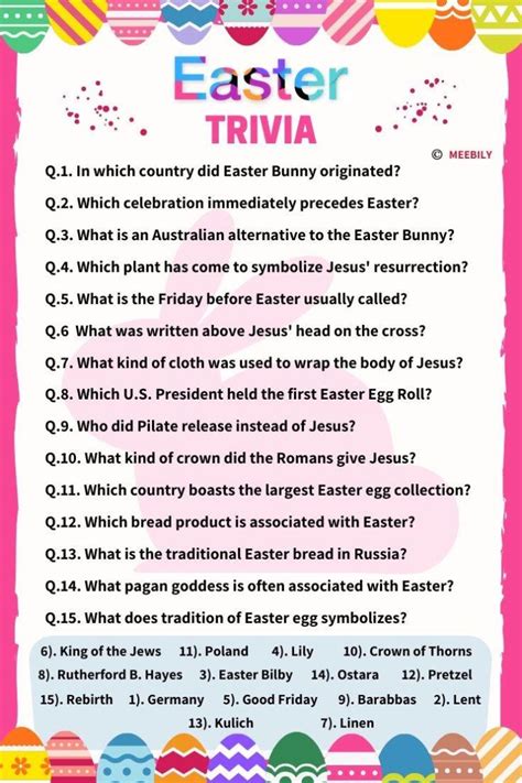 60 Easter Trivia Questions And Answers For Kids And Adults Meebily