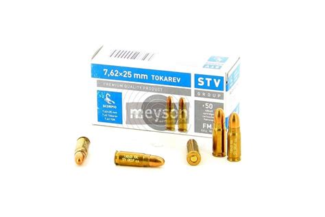 Munitions Stv Calibre 762x25mm Tokarev 85 Grains Fmj