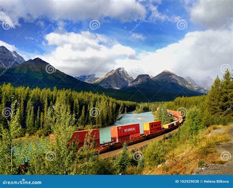 Train Moving In Mountains Editorial Stock Photo Image Of Mountains
