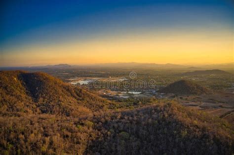 The Landscape Of Hua Hin In Thailand From Above At Sunset Stock Photo