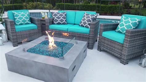 42 X 42 Square Outdoor Propane Gas Fire Pit Table In Gray Youtube