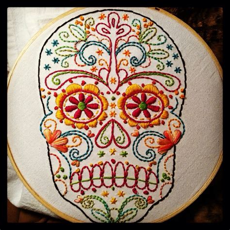 Sugar Skull Cross Stitch Embroidery Hand Embroidery Embroidery Stitches