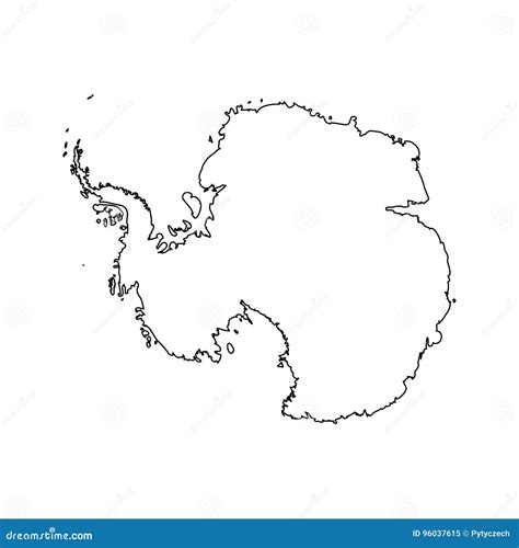 Map Of Antarctica Black Outline Stock Vector Illustration Of