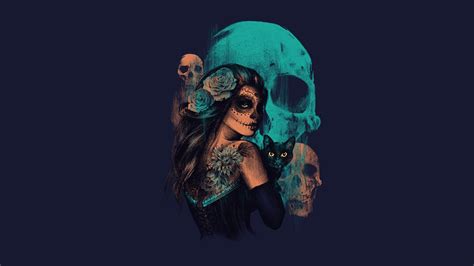 Women Sugar Skull Skull Artwork Fantasy Art Wallpapers Hd Desktop And Mobile Backgrounds