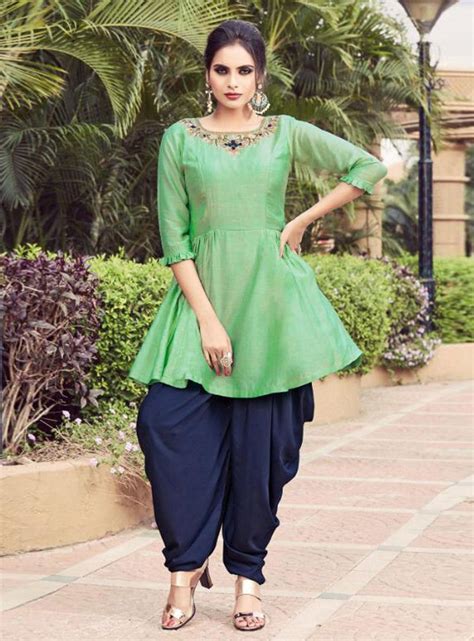 Sea Green Silk Dhoti Salwar Suit 148883 Kurti Designs Party Wear Kurti Designs Dhoti Salwar