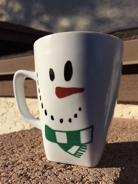 Snowman Mug For Sale By Lilbritainsart On Etsy Sharpie Crafts Diy