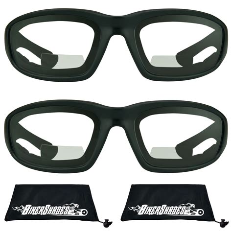 Bikershades Motorcycle Safety Bifocal Reader Sunglasses Z87 Foam Clear 2 Pairs