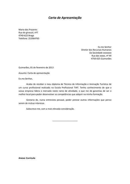 Carta De Candidatura Espontânea