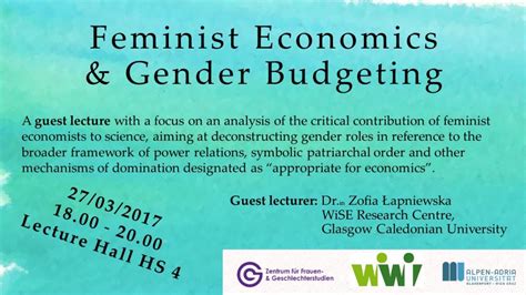 Guest Lecture Introduction To Feminist Economics And Gender Budgeting