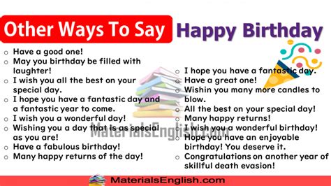 Other Ways To Say Happy Birthday In English Materials For Learning